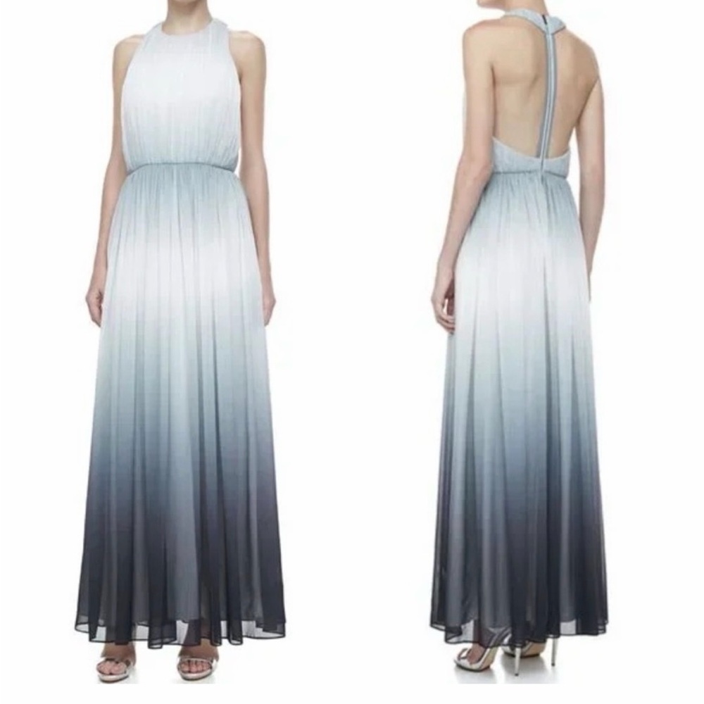 Alice + Olivia Ombre Halter Maxi Dress in Light Blue to Charcoal - Picture 7 of 14